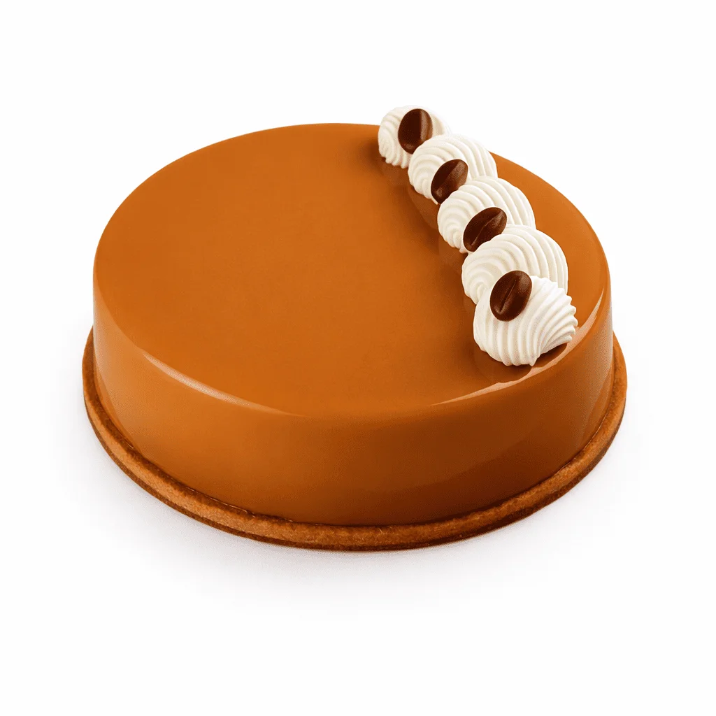 Tarta de galletas y natillas con capas visibles, textura cremosa y acabado casero, presentada entera sobre fondo claro.