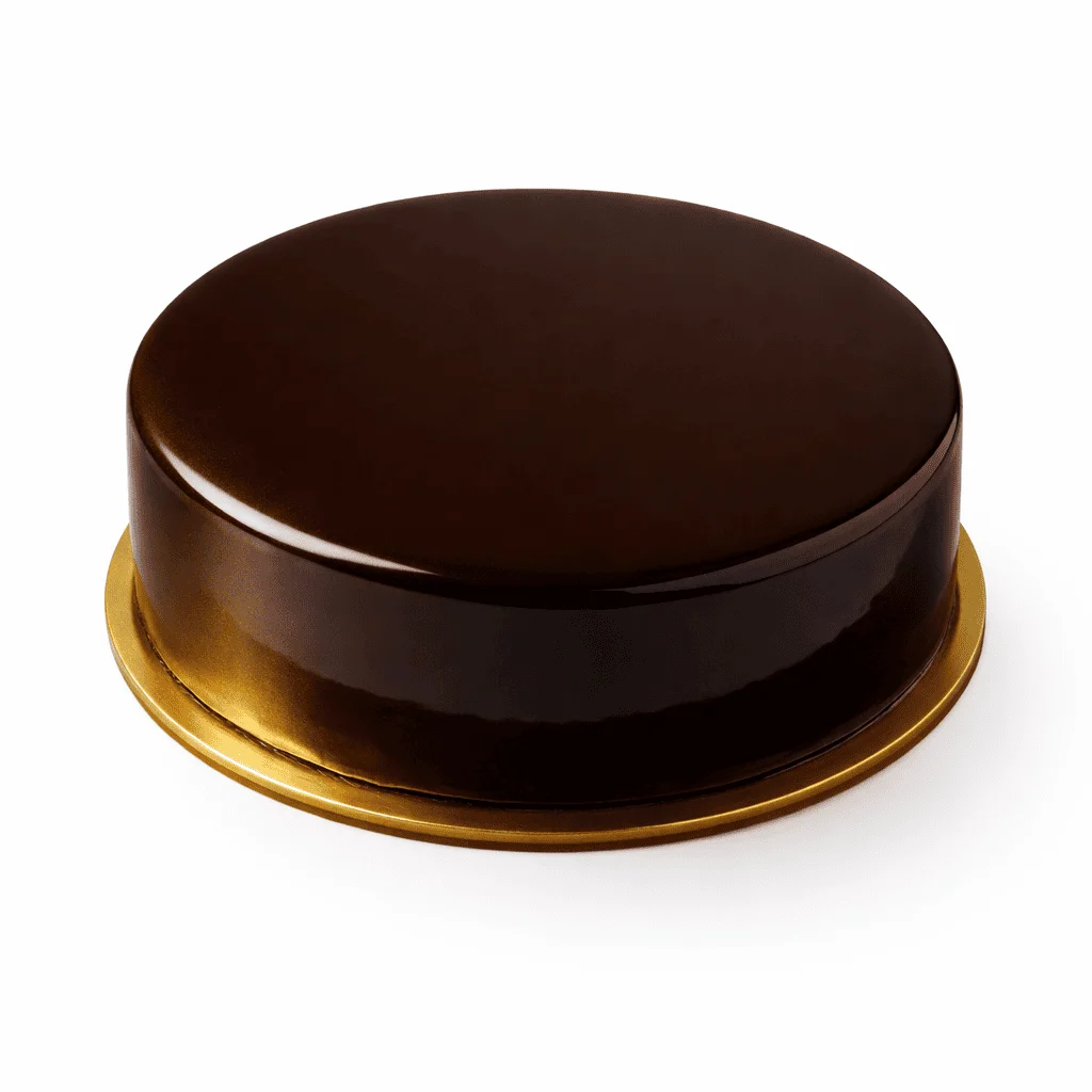 Tarta artesanal de chocolate negro 70 % y vainilla, intensa y equilibrada.